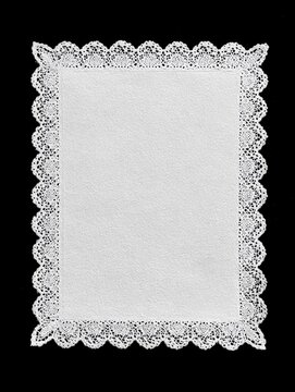 White lace edge paper rectangle on black background