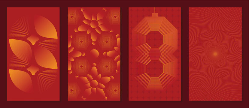 Chinese New Year 2025 greeting card background vector. Collection of Chinese festival with lantern, coin, line and dot texture. Elegant oriental illustration for cover, poster, envelope, calendar.