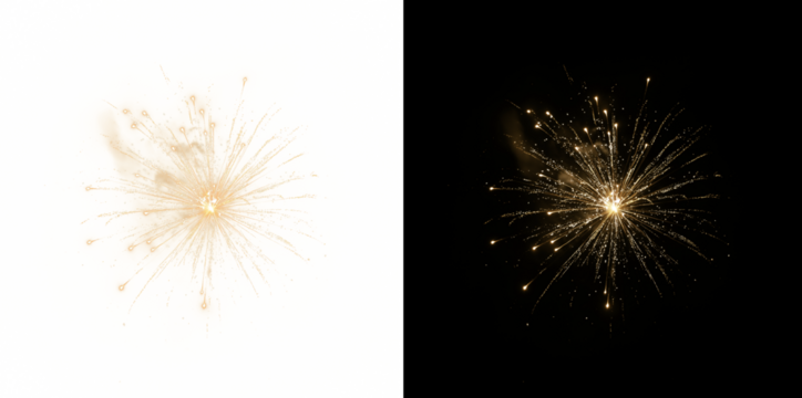 Champagne gold sparkles firework PNG. Magic glitter burst.