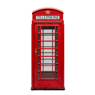 Classic Red Telephone Booth Standing Alone in a Quiet Urban Street