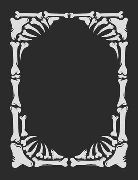 适用于照片或文字的骷髅与骨骼哥特式边框设计