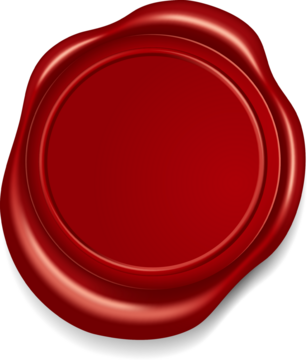 用于官方证书的红色圆形蜡封