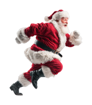 PNG Energetic Santa running joyfully.