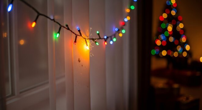 圣诞灯短路。节日装饰火灾隐患。节日花环的电气问题——关乎新年安全与家庭事故预防。