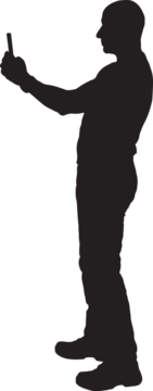 矢量图：男子自拍的侧面视角